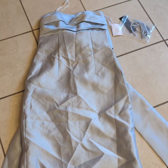 NWT Alfred Sung Column Maxi Dress Bow On Back Mist Blue Size 10 - Picture 2 of 12